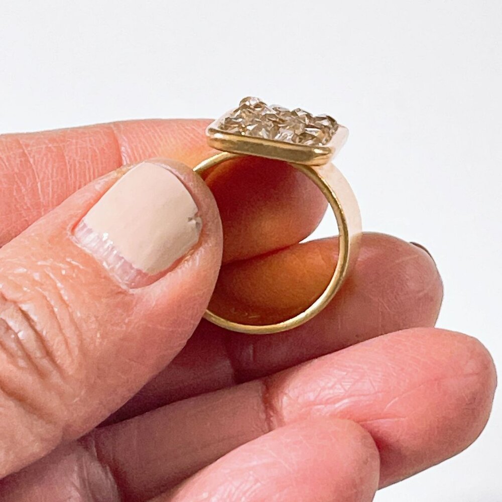 Gold-Tone Statement Ring With Rectangular Crystal… - image 8